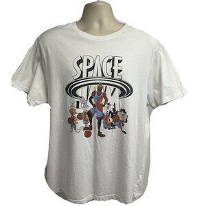 Space Jam New Legacy Mens White Graphic T-Shirt 2XL NBA Lebron James Stretch